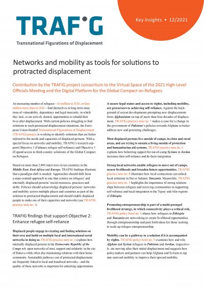 Networks and mobility as tools for solutions to protracted displacement