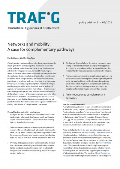 New TRAFIG publication \ Identifying third-country solutions for refugees: The promise of complementary pathways