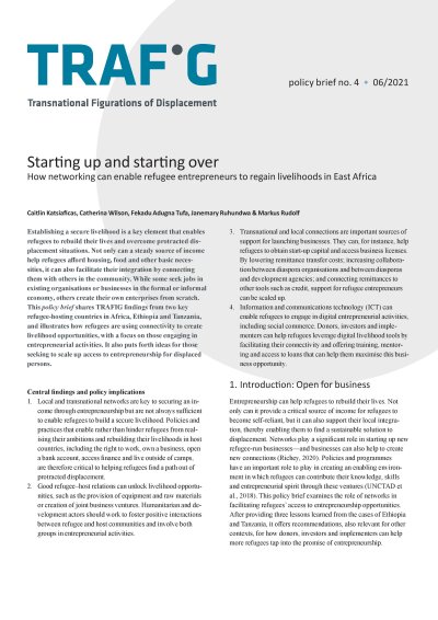 New TRAFIG publication \ Starting up and starting over: Refugee entrepreneurs in East Africa